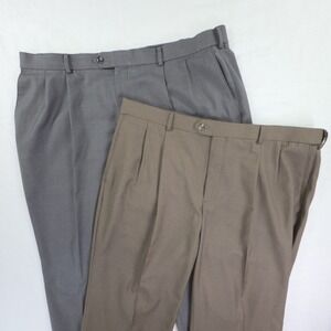 Croft & Barrow 2 Pair Men's Dress Pants Pleated/Cuffed Classic Fit 42x30